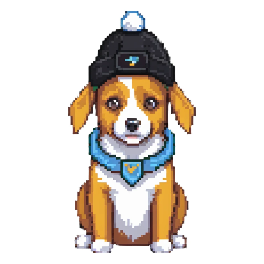 dog with penguin hat sticker