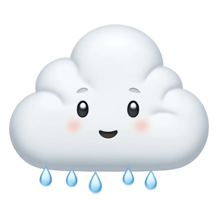 plush cloud with falling hailstones, cushion style, soft plush look sticker