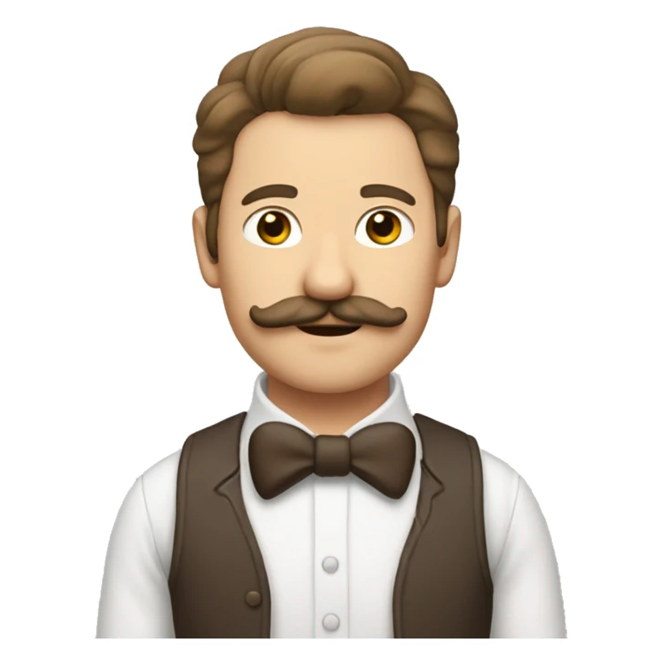 Homme à moustache, blanc, brun avec un chat gris  sticker