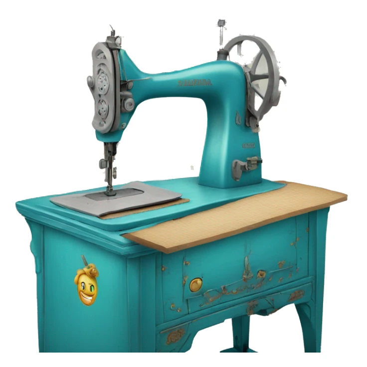 Costureira com máquina de costura antiga azul turquesa  sticker