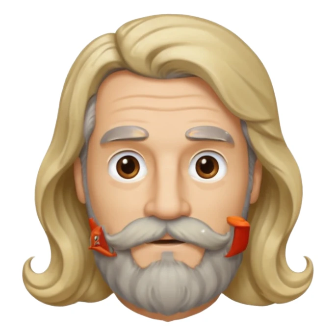 MID AGE MAN WITH LONG BLOND, GREY & bROWN WAVY HAIR; AND BROWN & GREY MOUSTACH AND BEARD sticker
