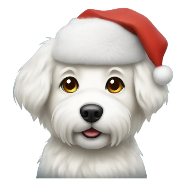 White fluffy dog with Santa hat sticker