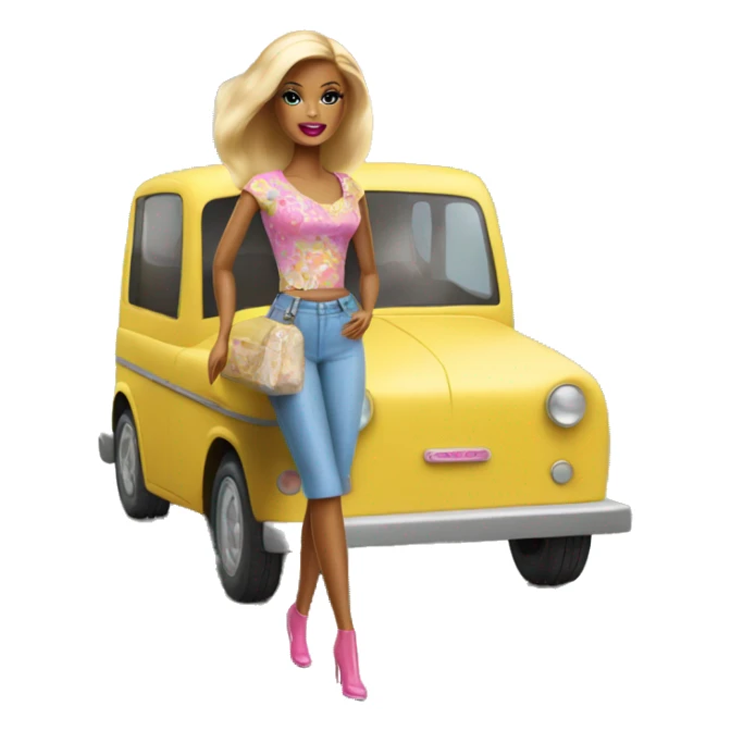 Barbie arriving at auntie house sticker