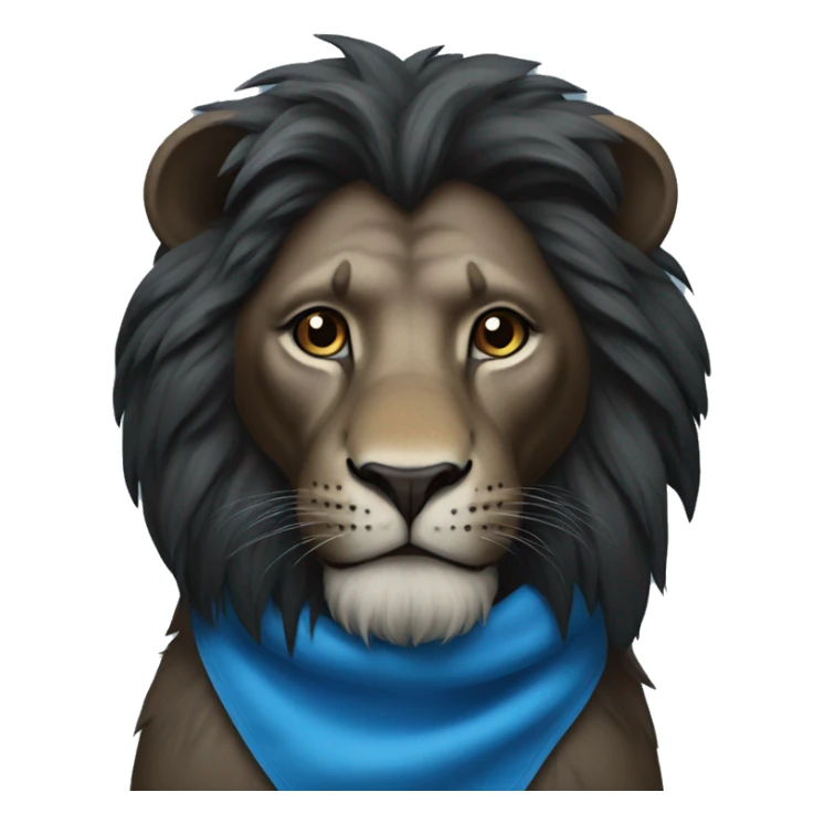 Black lion that looks like simba wearing a blue bandana  sticker