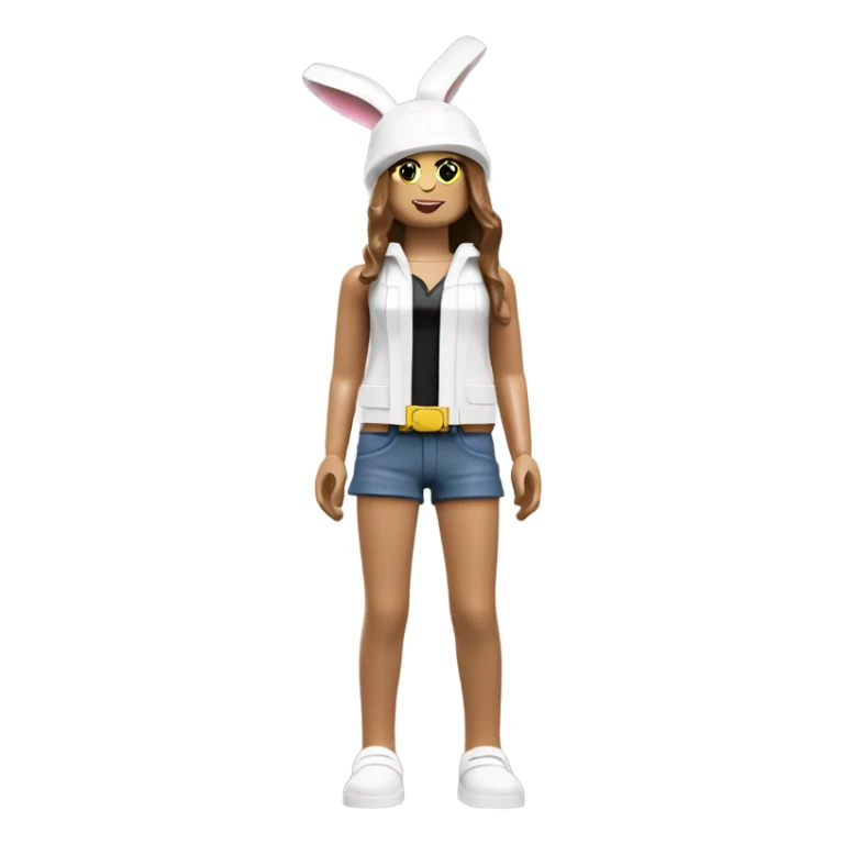 Lego toy whole body with rabbit hat white girl sticker