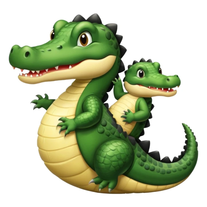 Crocodile holding an black hair baby sticker