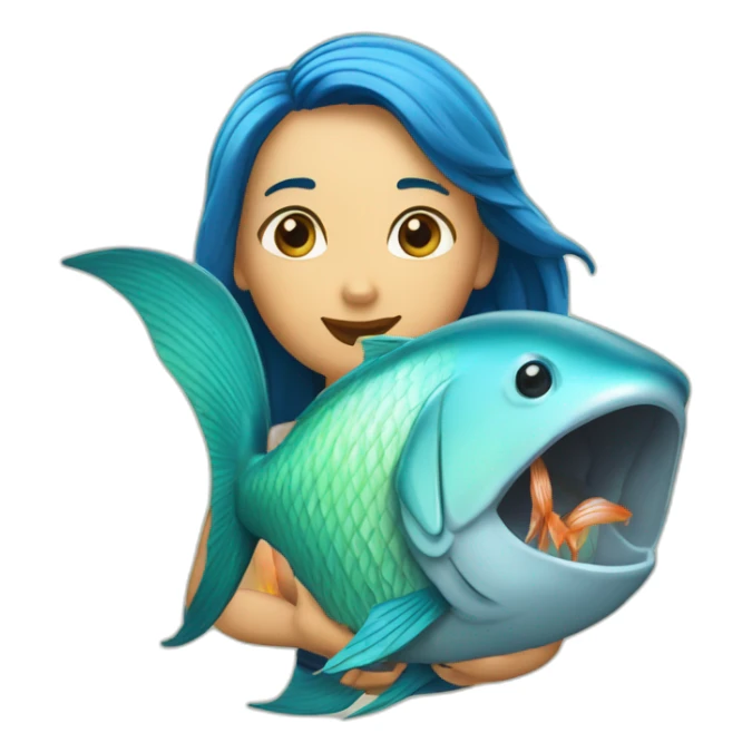 sirène qui mange un poisson sticker