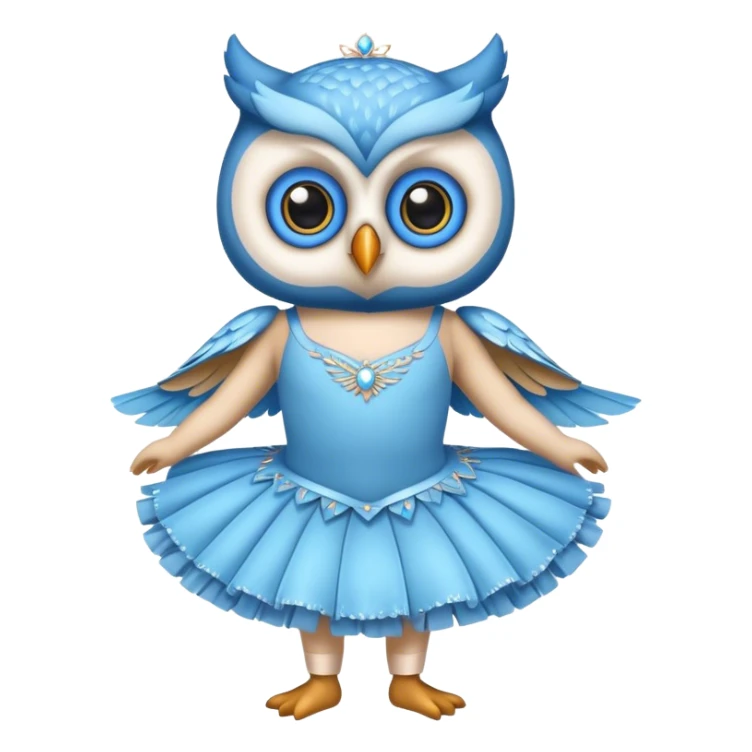 I want a blue stuffed owl wearing a ballet costume sticker
