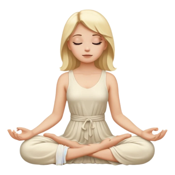 A blonde woman meditating in an ivory-colored dress sticker