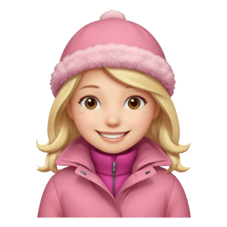 Girl wearing warm pink winter coat sticker