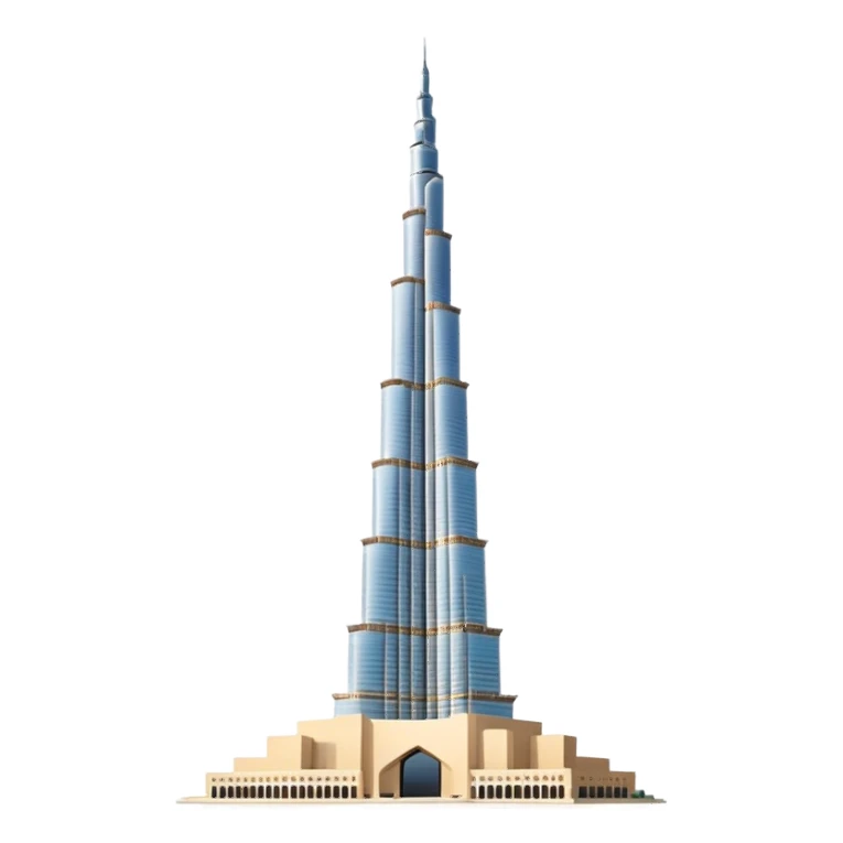 Burj Khalifa, beige color, minimalist style, slightly side view, emoji style sticker
