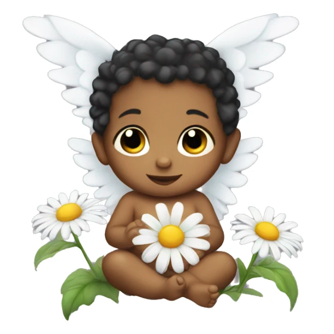 Baby angel with a daisy flower sticker