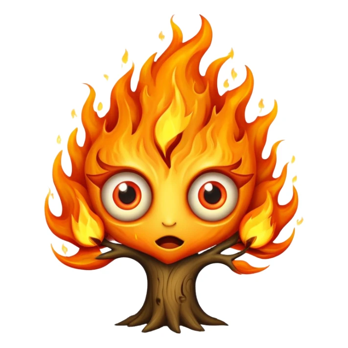 a tree made of flames with eyes sticker
