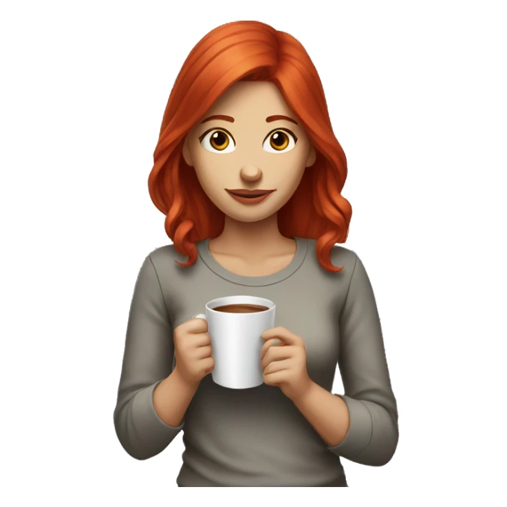 Girl red hair drinking coffee sticker