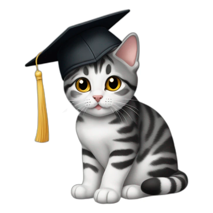 american shorthair cat in black academic cap sticker