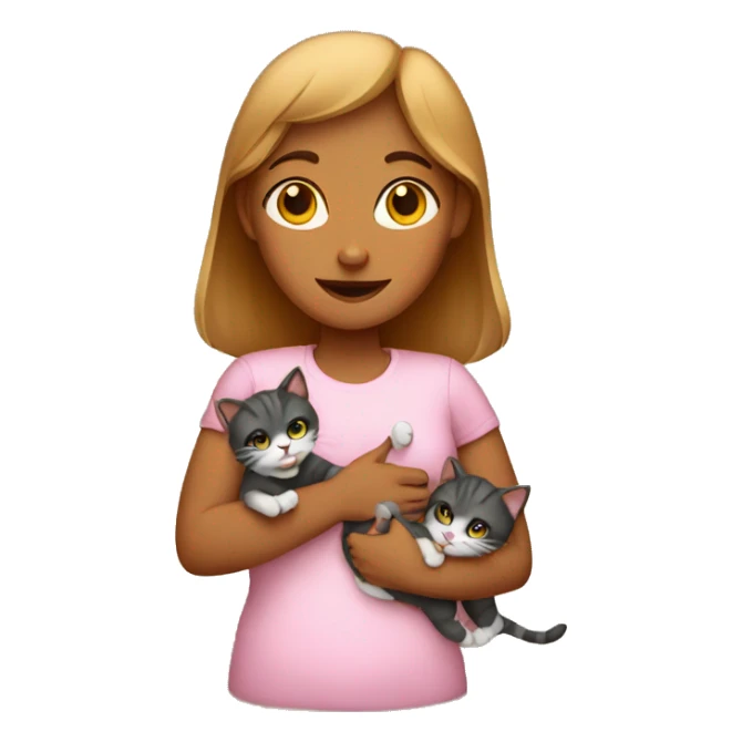 A woman with two baby cats sticker