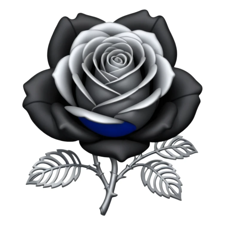 Black and silver filigree rose, 3D, extremely detailed design sticker