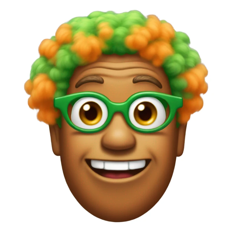 Oompa Loompa with orange skin and a green Afro and a mischievous face  sticker