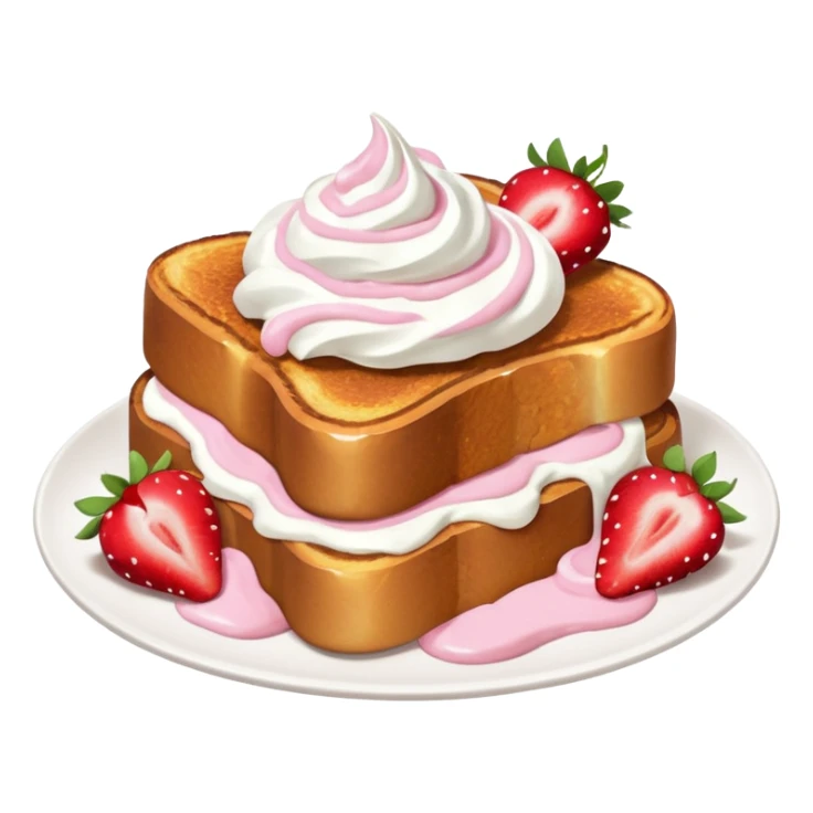 French toast with strawberries and pink whipped cream sticker