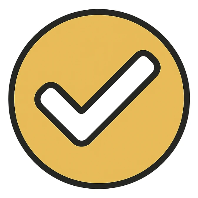 a simple and clear symbol representing 'yes', positive and affirmative, modern style, main colors white and gold, no background sticker