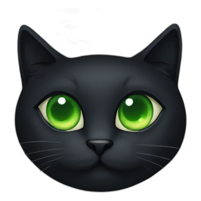 A black cat with a green eye and long hair  sticker