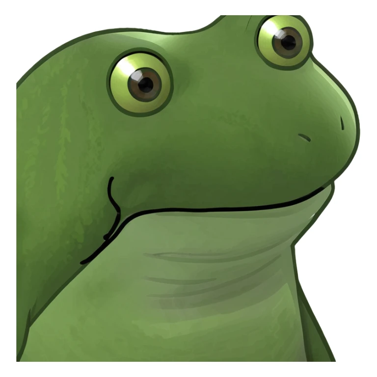 light pink tulip bouquet, green bufo frog meme style sticker