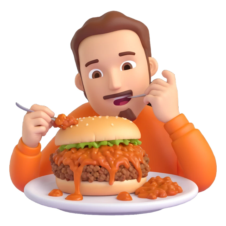 person eating sloppy joe sticker