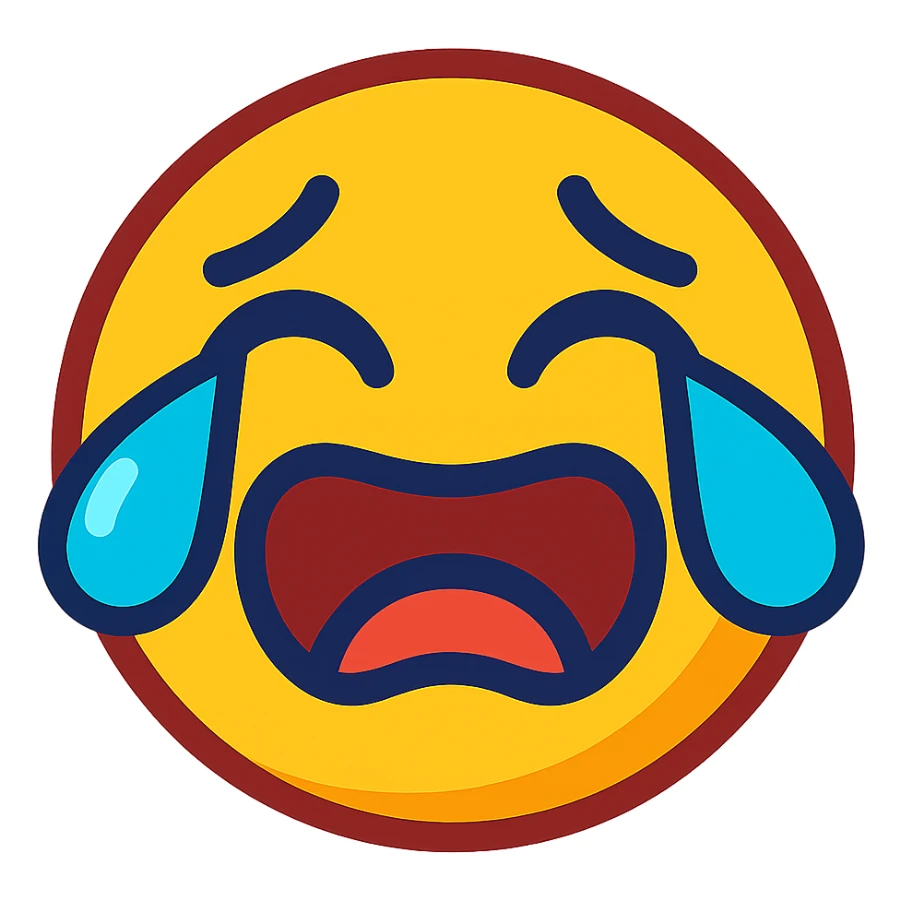 funny crying emoji in vibrant toon style sticker