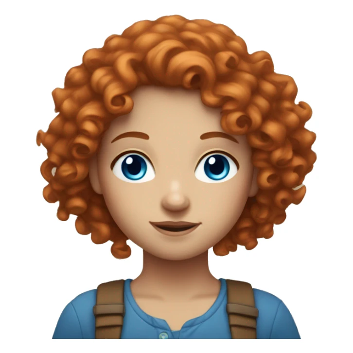 Curly-haired red-haired girl with blue eyes and fair skin sticker