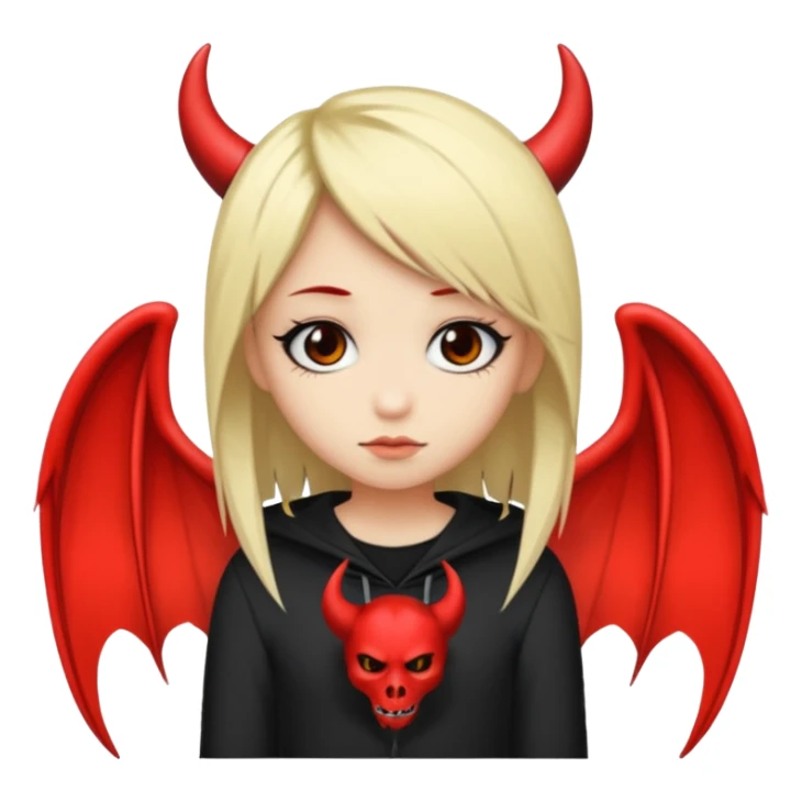 A black and blonde haired girl with a devils wing and tail and she's emo sticker