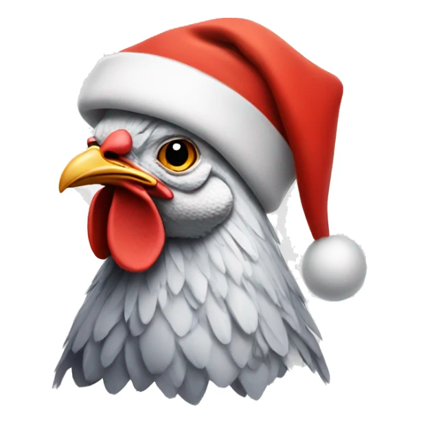 Chicken wearing Christmas hat sticker
