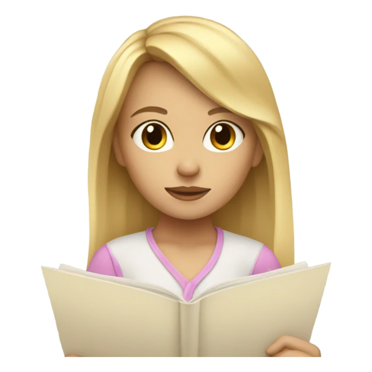 Blonde girl with curtain bangs writing poetry sticker