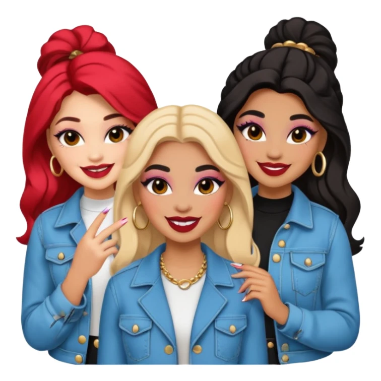 Boujy baddie best friends happy, trendy heavy makeup sticker