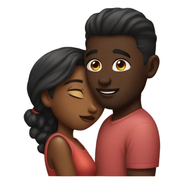 Black girl and guy emoji kissing sticker