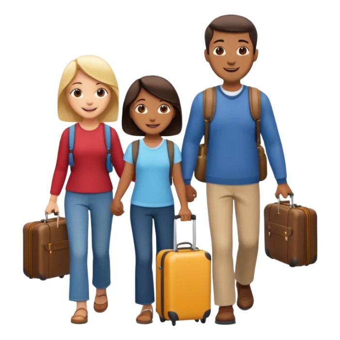 familia con maleta caminando sticker