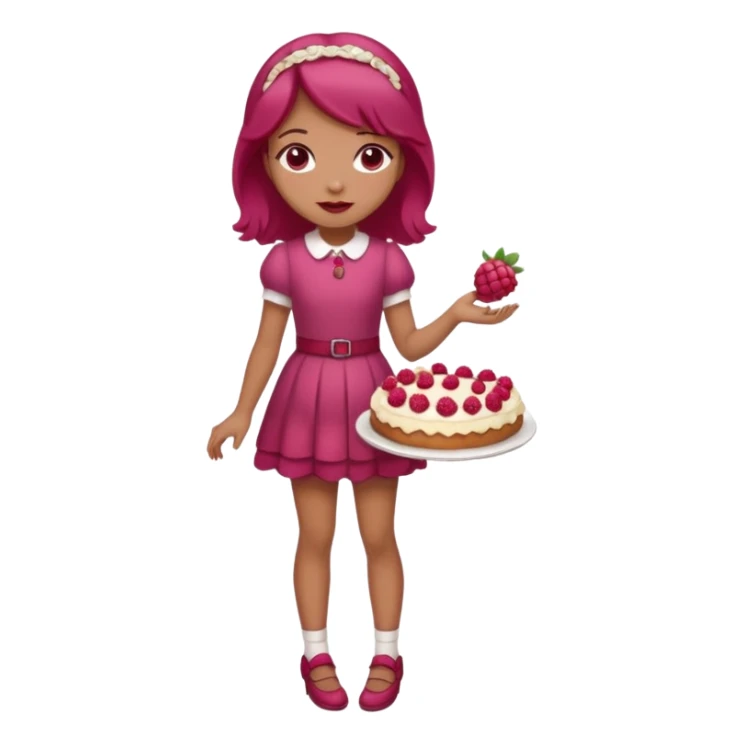 Raspberry torte human full body and legs girl with a raspberry barrette on her head sticker