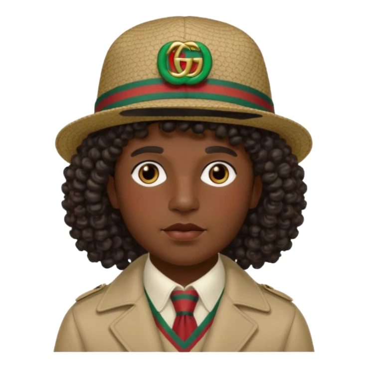 Menino Moreno com cabelo cacheado de boné da gucci  sticker