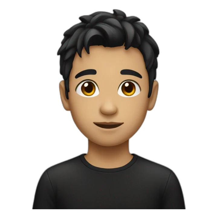 boy with black hair in a black shirt sticker