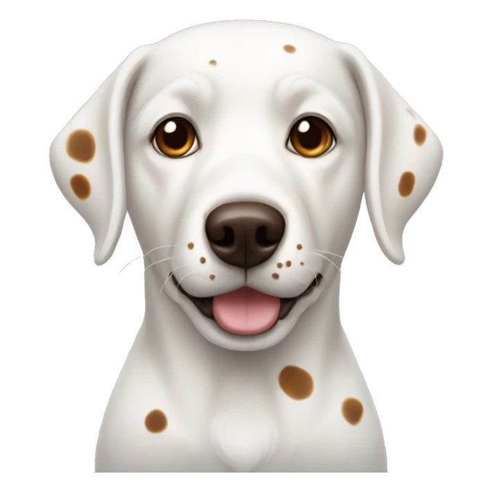 A white dog with brown spots around eyes sticker