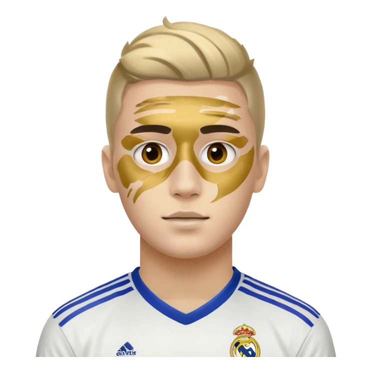 football supporter, paint in face, real madrid sticker