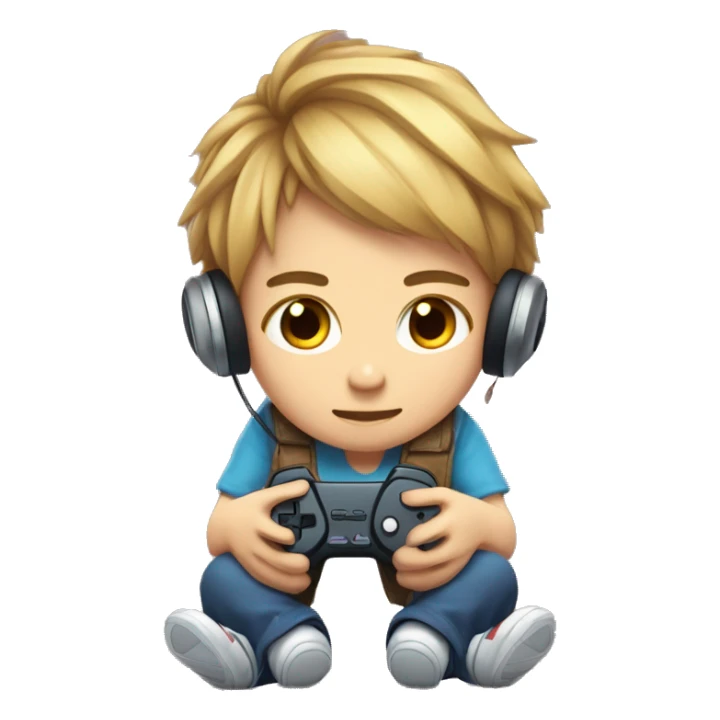 Gamer trop mignon en train de jouer sur son ordi sticker