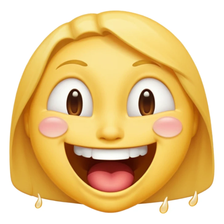 face with huge open-mouthed grin, eyes shut tight, tears of laughter, rolling on the ground, fun, lively, emoji style sticker