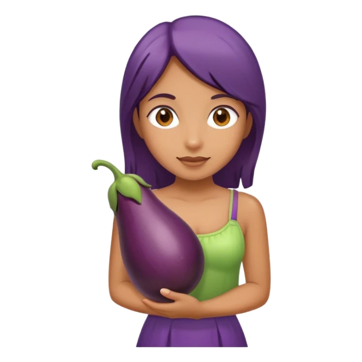 Girl holding eggplant sticker