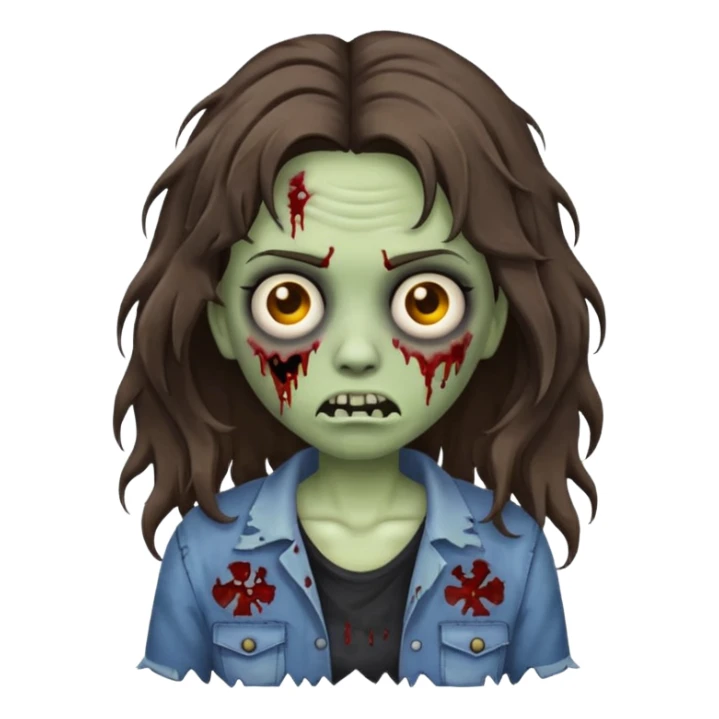 wavy brunette hair zombie emoji sticker
