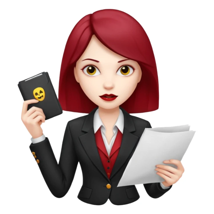 Woman A vampire in a blazer holding papers sticker