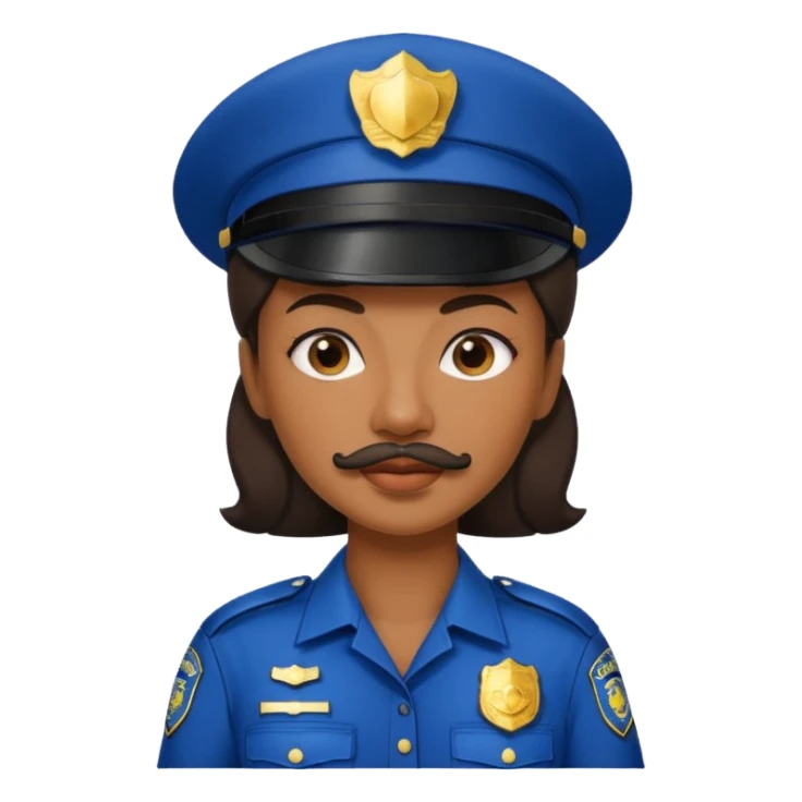 black woman with mustache wear police's uniform sticker