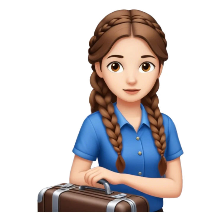 Girl with long hair in braid working at airport bags sticker