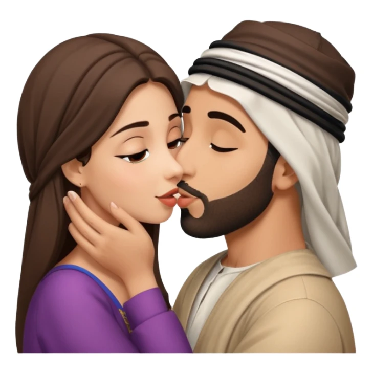 ￼Arab man kiss￼ European ￼ girl sticker