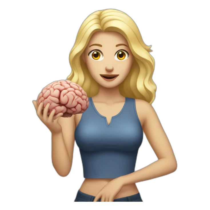 blonde woman holding a brain in her hands sticker