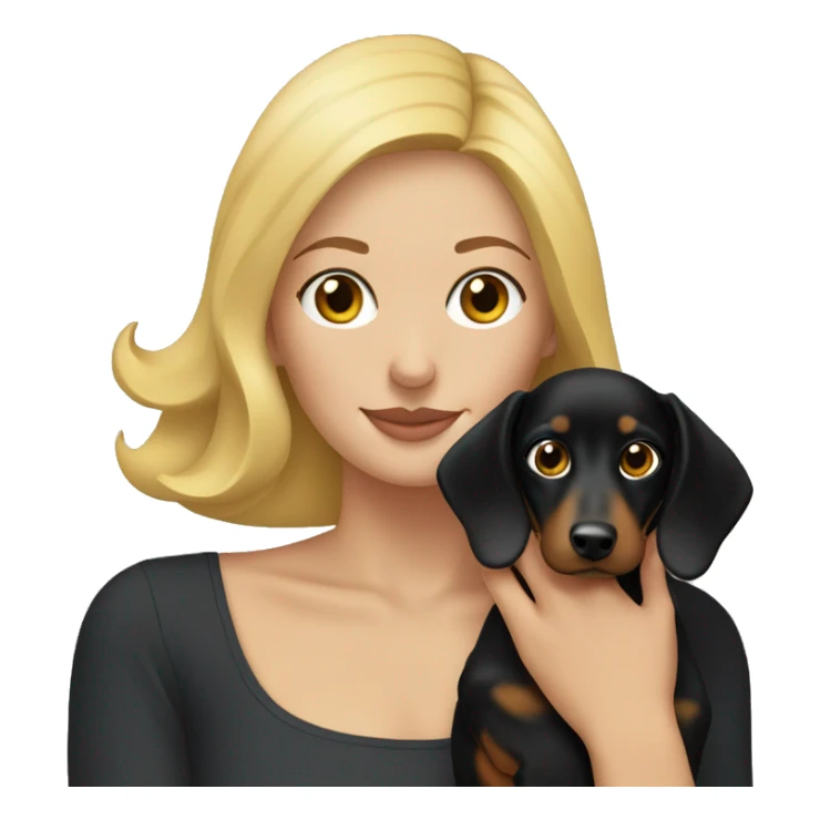blonde woman holding black dachshund close to her face sticker